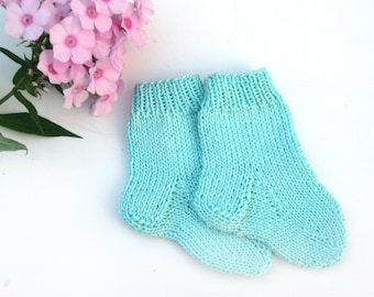 Hand knit baby socks, Newborn cotton socks, Baby shower gift