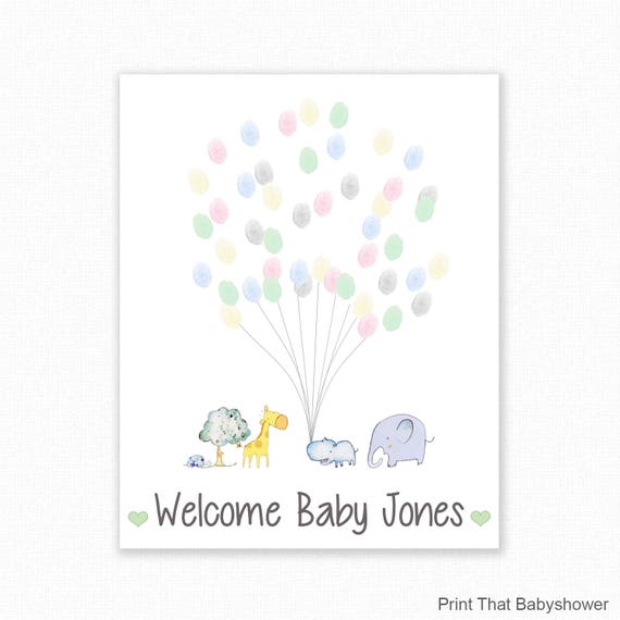 Baby Shower Fingerprint Guest Book Jungle Il 570xn