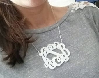 XXL 3" White Monogram Necklace