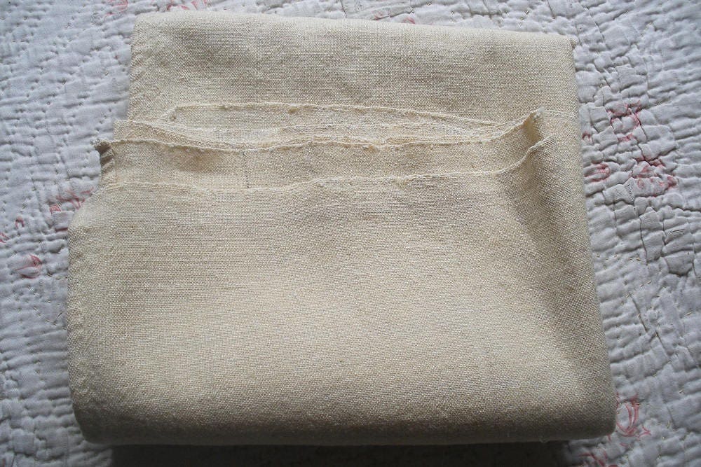Antique hand woven wool cloth coarse rustic fabric