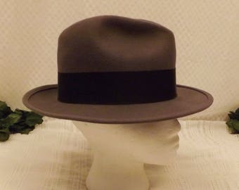 Vintage Gray Wool Felt Men's Fedora Hat Size 7