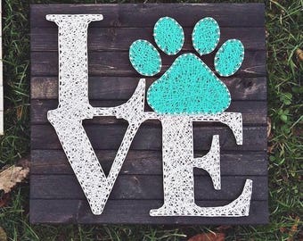 String Art, Stringart, String and Nail art, Nail art, Dog paw, Paw, Dog, Cat, Love, LOVE, Cat paw, woodsign, wood signs, animal lover, decor