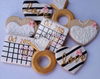 Bridal Shower Cookies, Engagement cookies,Save the date cookies,Calendar cookies,Bridal shower cookies / 1 dozen