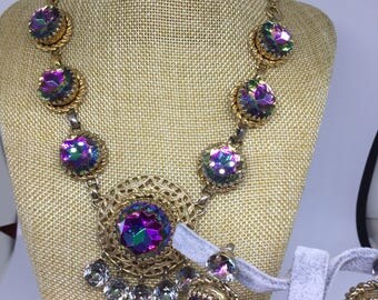 Elsa Schiaparelli wathermelon Necklace and Earrings set parure