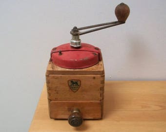 Vintage French 50s coffee grinder. Peugeot Freres Brothers. Kitchenalia
