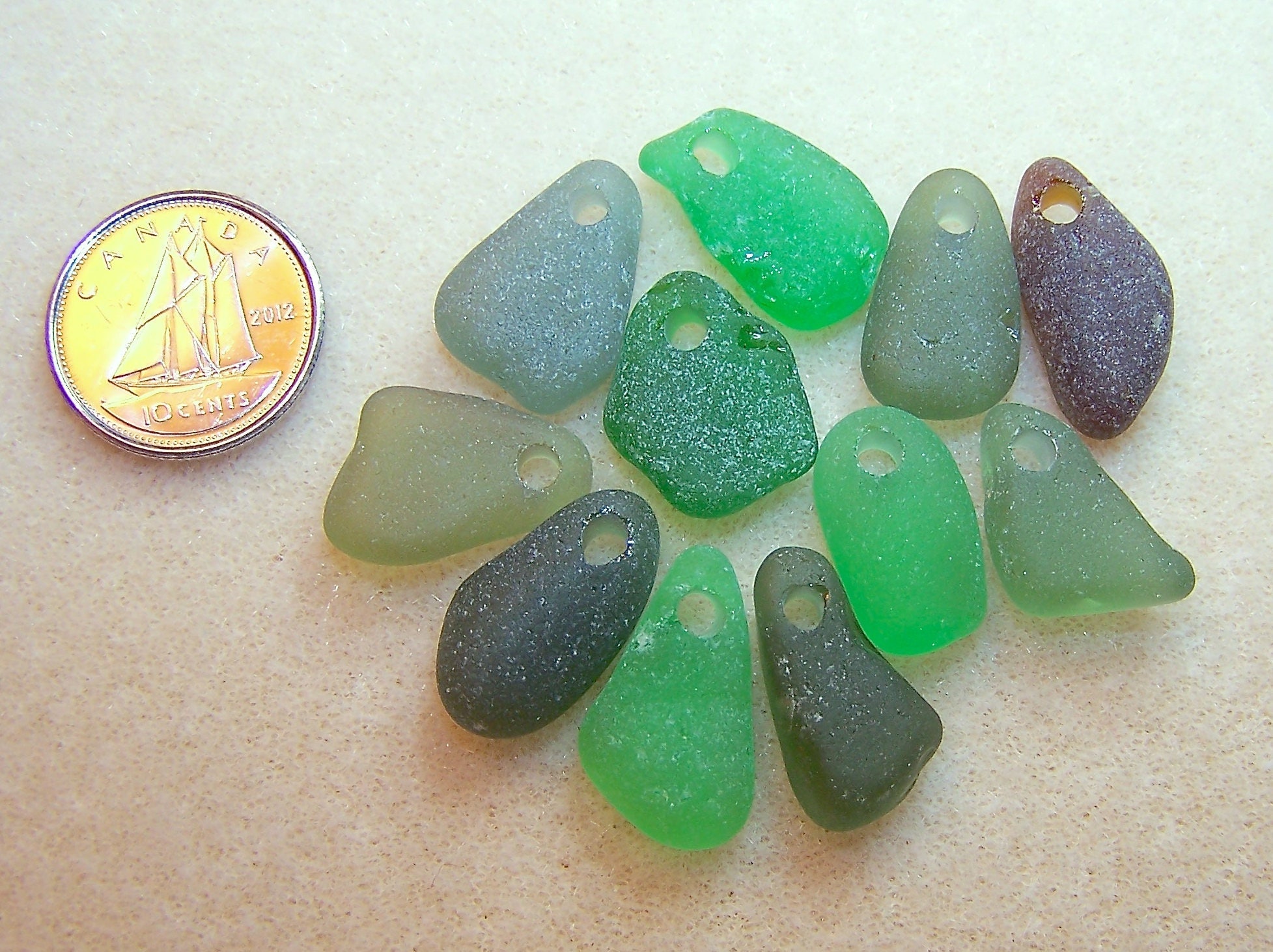Genuine Sea Glass Beads for Jewelry Making Top Drilled Real Sea Glass