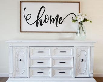 White Farmhouse TV Stand - Shabby Chic Buffet - Nursery Changing Table, Refinished Furniture, Painted Chest of Drawers, Ornate Media Console