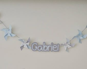 Fabric Garland with windmills and your child's name