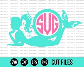 Mermaid Monogram SVG - Mermaid SVG - Monogram SVG - svg Files - Cricut Cut Files - Silhouette Cut Files - Vinyl Designs - Cutting Files