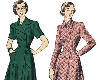 40s Double Breasted Housecoat Pattern Full Length Robe Pattern 1940s Unprinted Sewing Pattern Advance 4991 Size 20 Bust 38