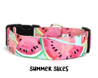 Watermelon Dog Collar, Summer Dog Collar, Fruit Collar, Dog Collar, Girl Dog Collar, Boy Dog Collar (Upgrade to Metal Buckle or Martingale)