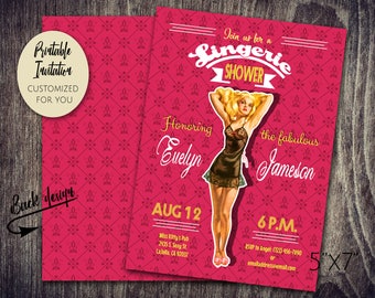 Lingerie Bridal Shower Classic Pinup Party Invitation