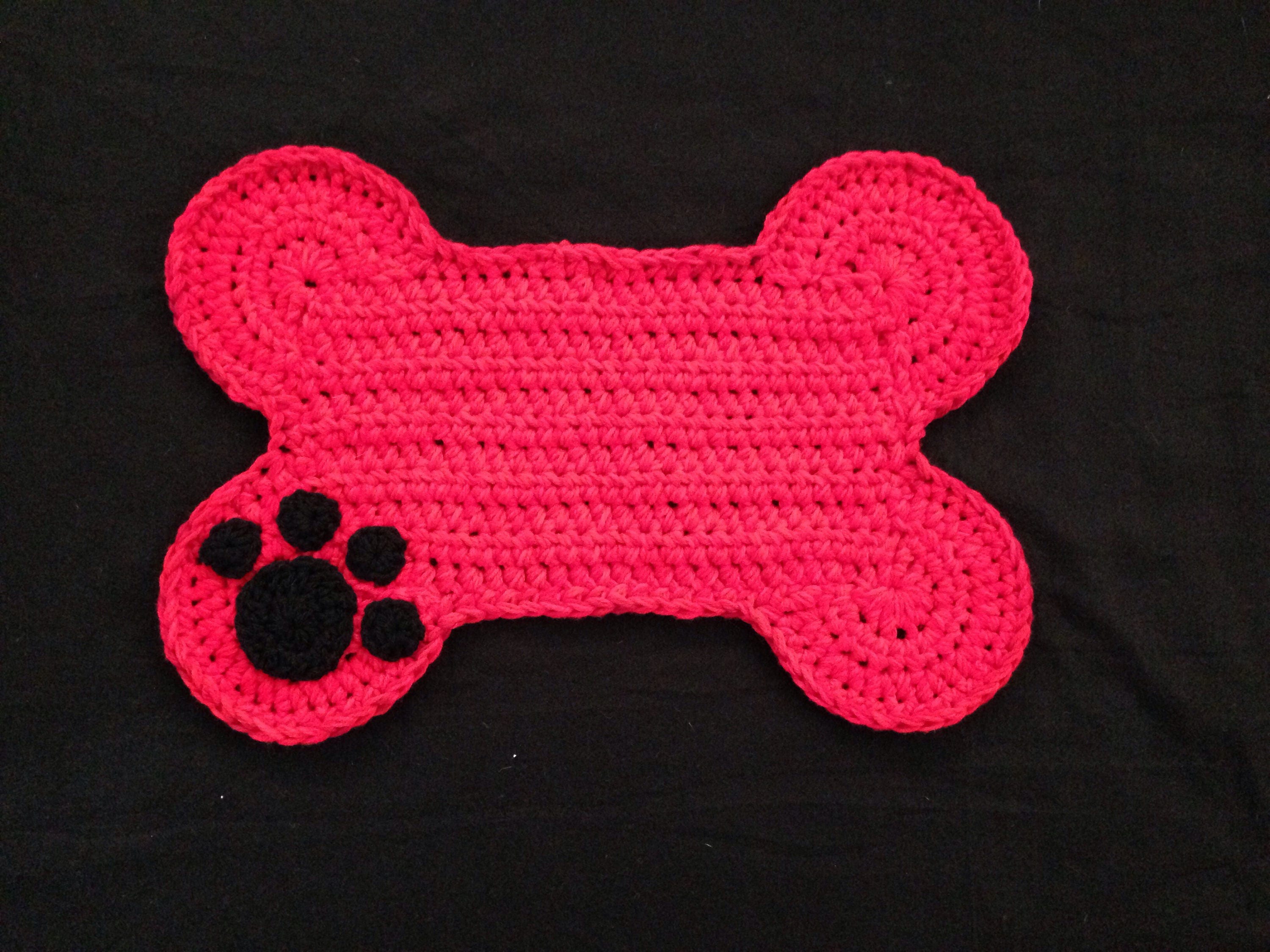 Crochet PATTERN Dog Bone Placemat Rug Pet Food Floor Mat