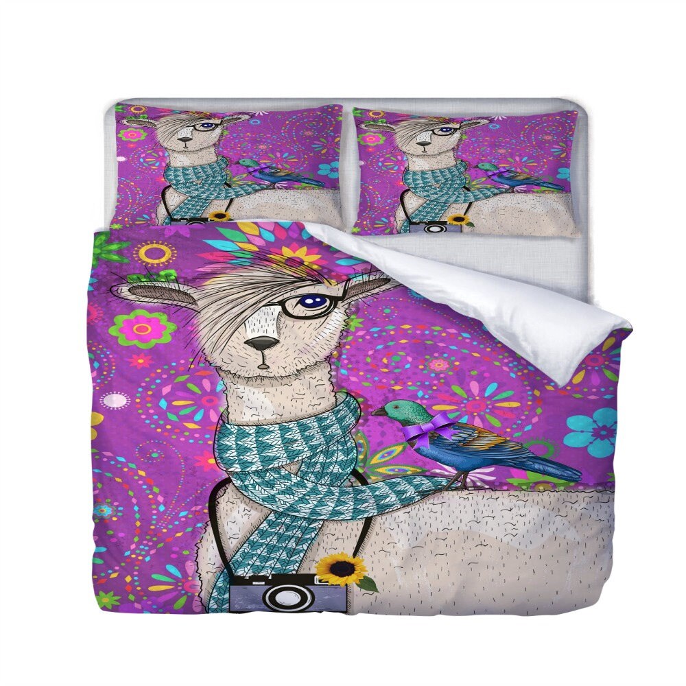 Hipster Llama Bedding Purple Floral Bird Duvet Cover Or - ðzoom hipster llama bedding purple floral bird duvet cover or - ðzoom