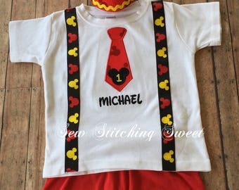 Mickey Mouse Birthday Shirt, Mickey Mouse Birthday Hat, Mickey Mouse Birthday outfit, Mickey Mouse, Minnie Mouse, First Birthday Outfit