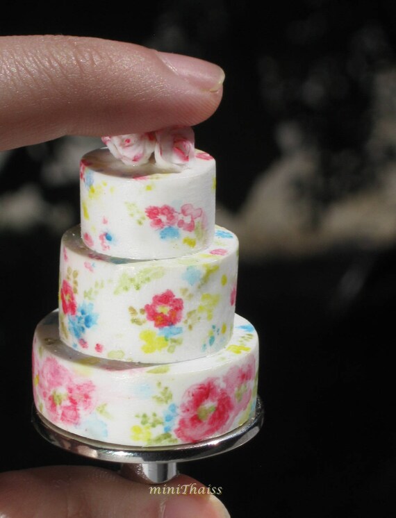 Items similar to Dollhouse Miniature Wedding or Birthday Cake