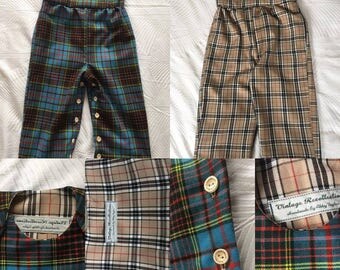 Boys reversible dungarees in Tartan to fit 2-3yrs