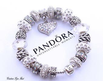 Authentic PANDORA bracelet sterling silver with charms and gift box Pandora