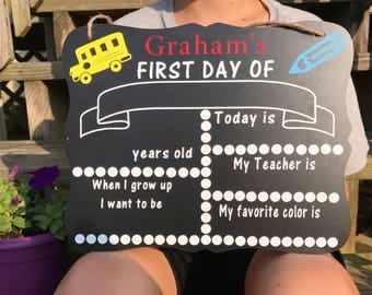 First day of school chalkboard | personalized first day of school chalkboard| first day of school photo prop| peesonalized back to school