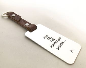 personalized luggage tag, travel accessories, stamped tag, leather tags, gifts for him, travelers present, custom tags, customised name tag