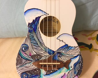 Hand painted ocean ukulele! Custom made.