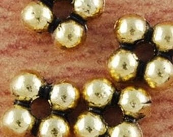 10 gold metal Daisy beads 5mm solid