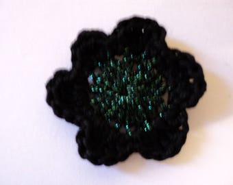 10 hook for SCRAPBOOKING cotton black and green flowers
