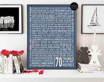 70 Things We Love About Dad / For Mom / 70th Birthday Gift / For Him / For Dad / For Her / DIGITAL File / Printable JPG and PDF