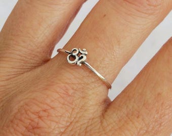Sterling Silver Ring, Silver OHM Ring, Silver OM Ring, Silver Ring, Silver Band Ring, Symbol Ring