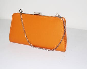 orange bag with chain