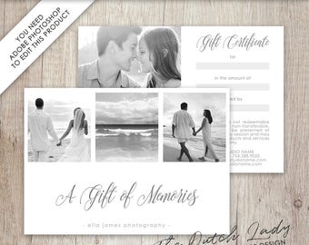 Photography Gift Certificate Template - Design #3 - INSTANT DOWNLOAD - Layered .PSD Files