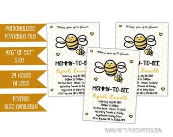 Bee Baby Shower Invitation Printable Mommy to Bee