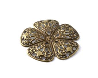 48 mm bronze filigree flower color print / ES011