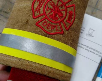 The Original CUSTOMIZABLE Firefighter drink holder with recycled bunker gear!!! FOAM version