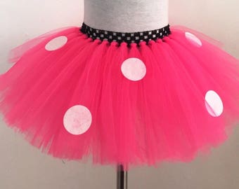 Minnie Mouse tutu, Pink polka dot tutu, Pink tutu, Minnie Mouse costume, Pink skirt, Pink and white tutu, Gift for girls