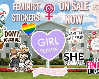 Feminist Sticker Pack (Liberal/Democratic, Social Justice, Girl Power, Feminism Sticker Pack, Laptop Stickers, Nasty Woman, Feminist Gift)