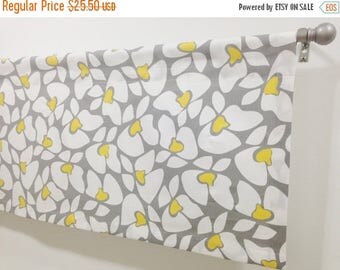 Weekend Sale Valance 50" x 16" designer valance custom valance Yellow White Grey Curtain Valance Topper Window Valance Kitchen Valance Girls