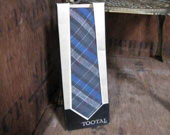 Vintage Tootal Tie, Blue Check Tie, Tootal Tie, Vintage Necktie, Mens Tie, Mens Necktie, Checked Tie, Tartan Tie, Plaid Tie, Blue Checked