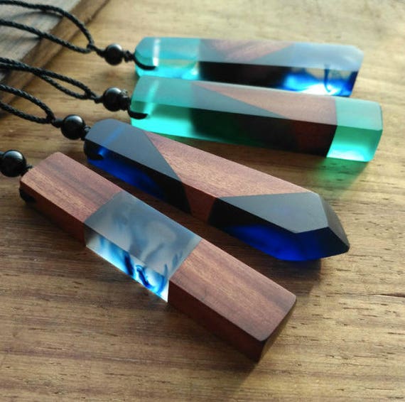 Resin Wood Necklace Epoxy Resin Mom gift Wood Resin