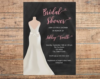 Damask & Bow Bridal Shower Invitation Wedding Invitation