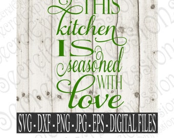 Download DIY personalize SVG Kitchen Seasoned with Love frame apron