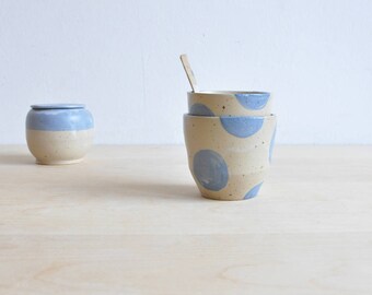 Pottery Cup Set - Spotted coffee mugs handmade - Clay mug - Pottery anniversary gifts - Ceramics and pottery - tea cup set 2, coffee cup set