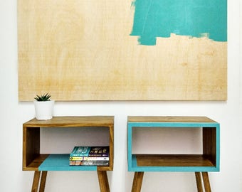 X 2 Mid Century Modern Furniture, A Pair Mid Century Bedside Tables, Scandinavian Table, Mid Century Nightstand, Coffee Table, Solid Wood