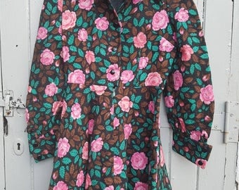 Petite vintage dress Uk size 6 Petite vintage floral rose fabric by 'Doba'