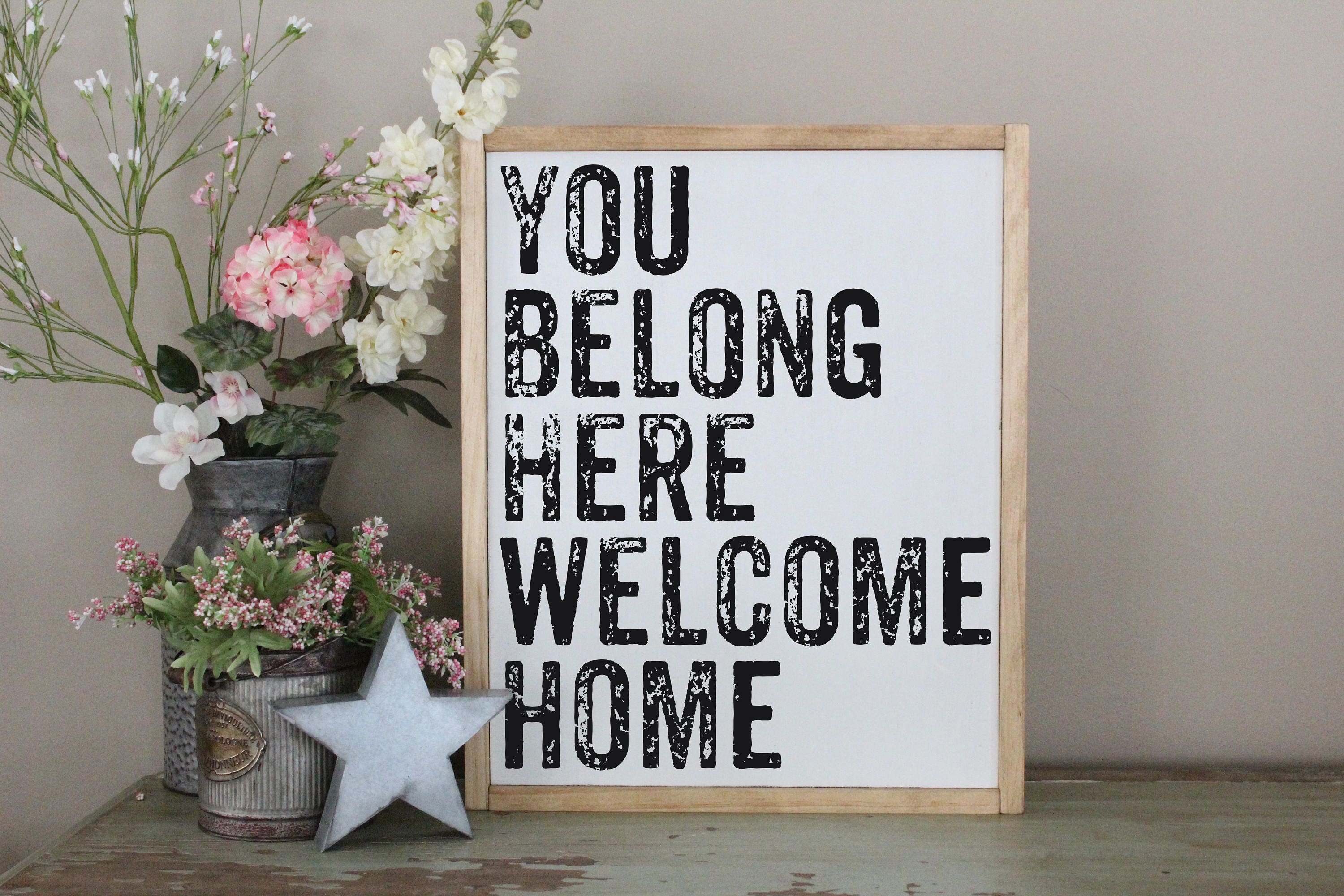 You Belong Here Home Framed Wood Sign Housewarming