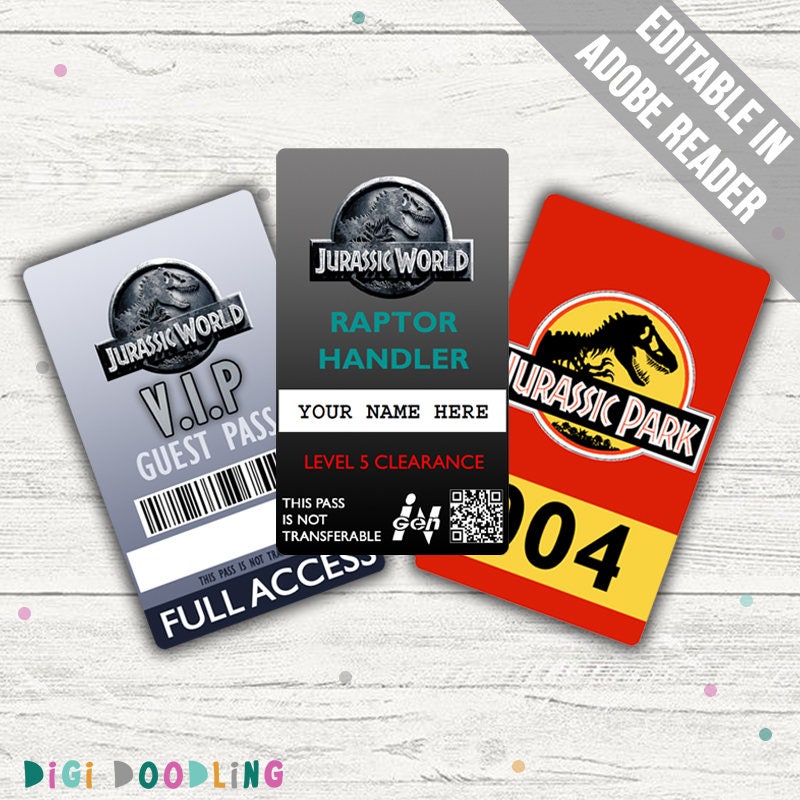 Jurassic World Costume Jurassic World ID Badge Visitor Pass