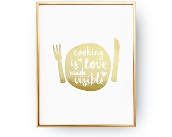 Kitchen quote print Cooking printable Cooking is love made