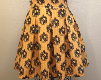 Harry Potter Hufflepuff House Printed Adult High Waisted Skater Skirt