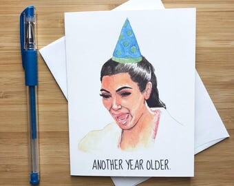 Kim Kardashian Birthday Card, Crying Kim K Birthday, Funny Birthday Card, Happy Birthday, Kanye West, Kendall and Kylie Jenner, Kim K Gift