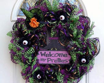Halloween Wreath - Halloween Door Wreath - Front Door Halloween Wreath - Front Door Wreath - Halloween Mesh Wreath - Mesh Halloween Wreath